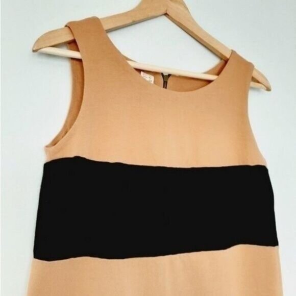 ZARA \ Wide Stripe Sleeveless Tunic Top Special Garment Tan & Black Sz M - Picture 4 of 11